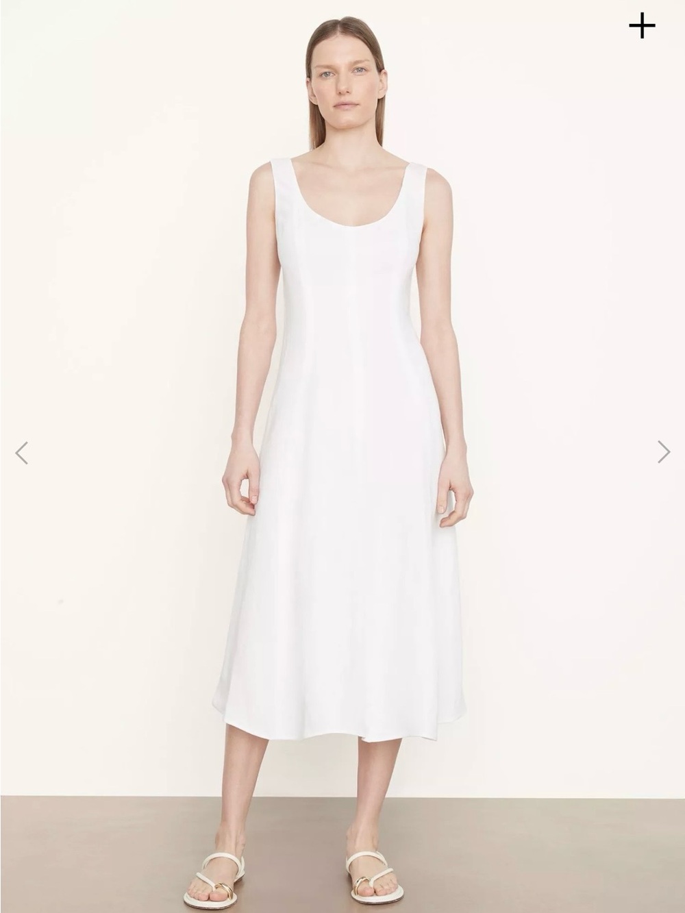 Vince NWT Size L ))White Scoop-Neck Midi Dress